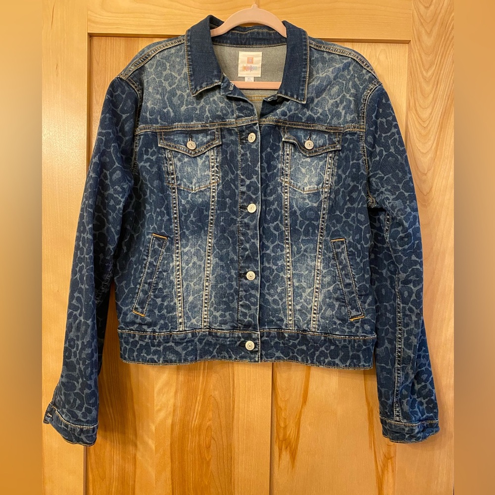 LuLaRoe Denim Leopard Print Jacket